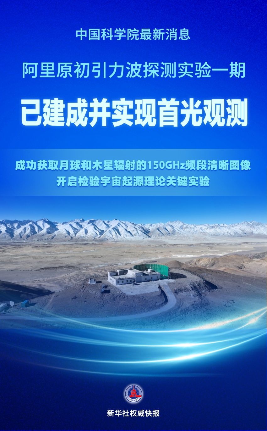 【新华社】检验宇宙起源理论！我国在原初引力波探测领域迈出关键一步